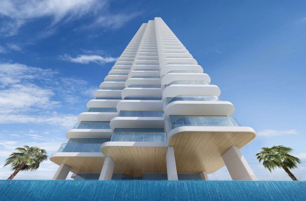 Stepped LIV Maritime tower above an infinity pool