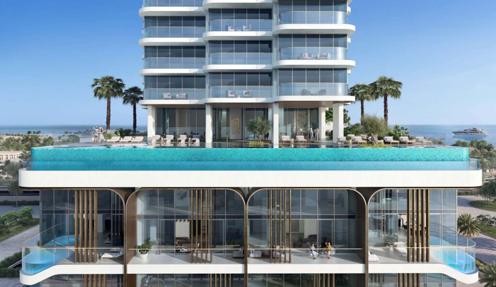 Podium infinity pool and terraces at LIV Maritime