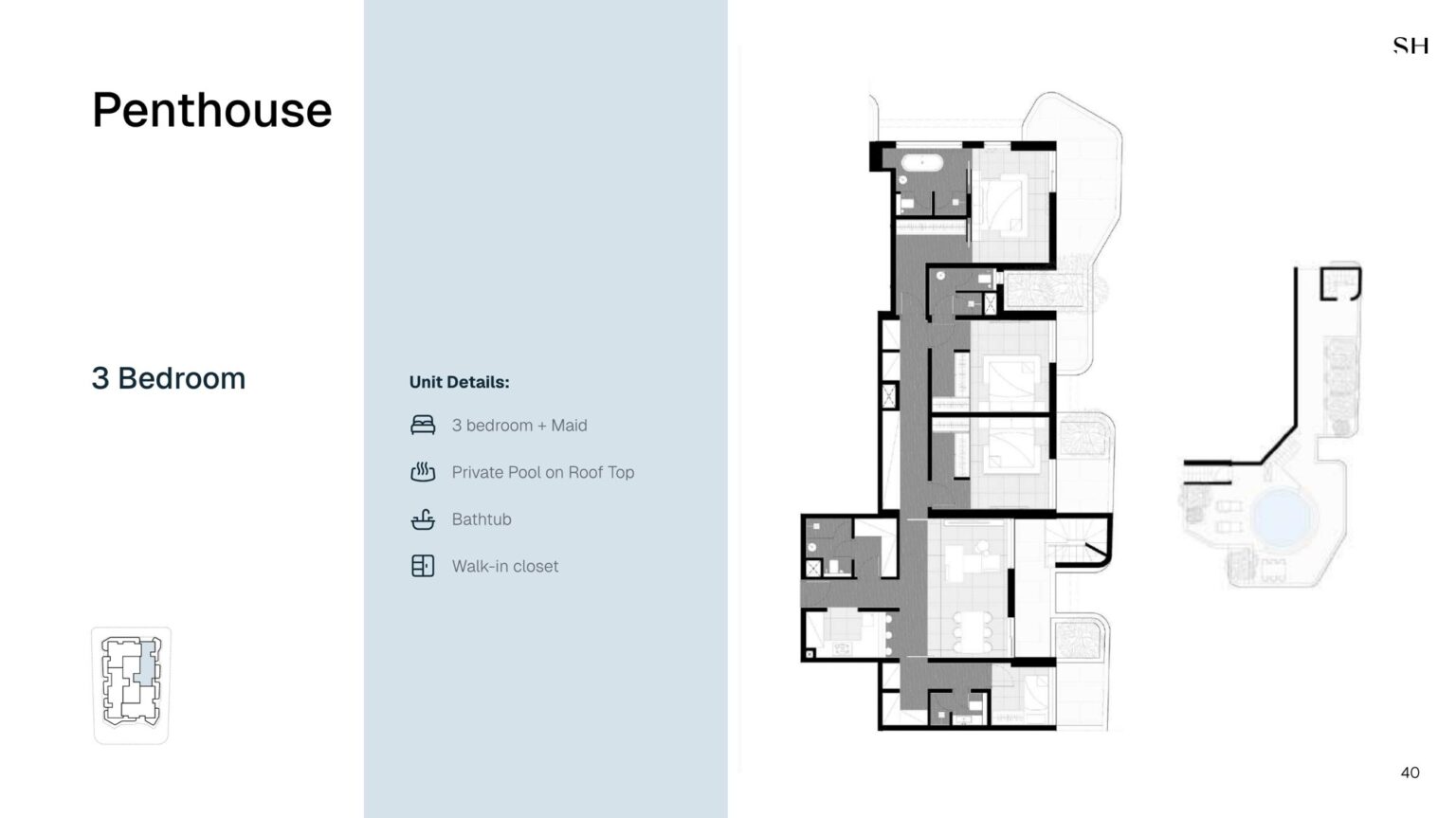 Marea Residences penthouse floor plan, layout 1, Dubai Islands