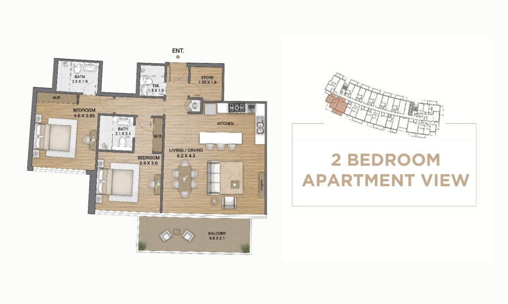 Ocean Tower - Floorplans - 2 Bedroom Type A