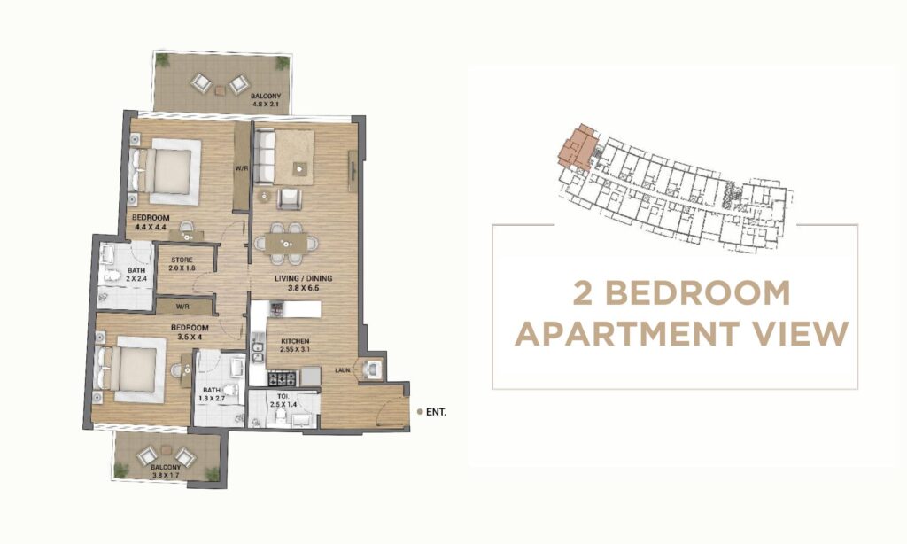 Ocean Tower - Floorplans - 2 Bedroom Type B