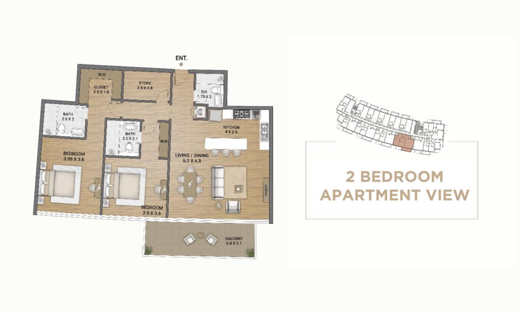 Ocean Tower - Floorplans - 2 Bedroom Type D