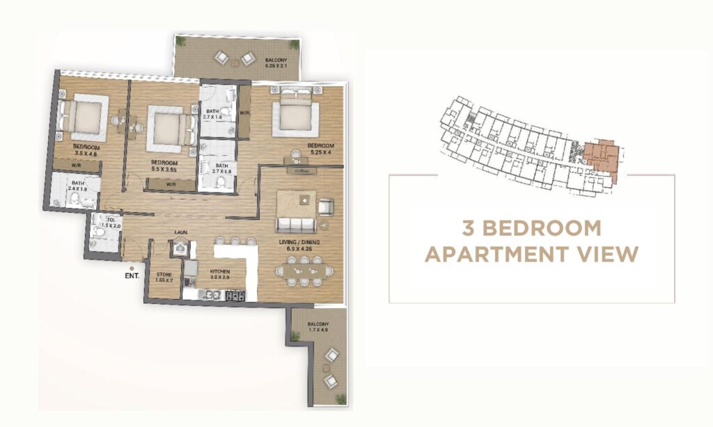 Ocean Tower - Floorplans - 3 Bedroom Type A