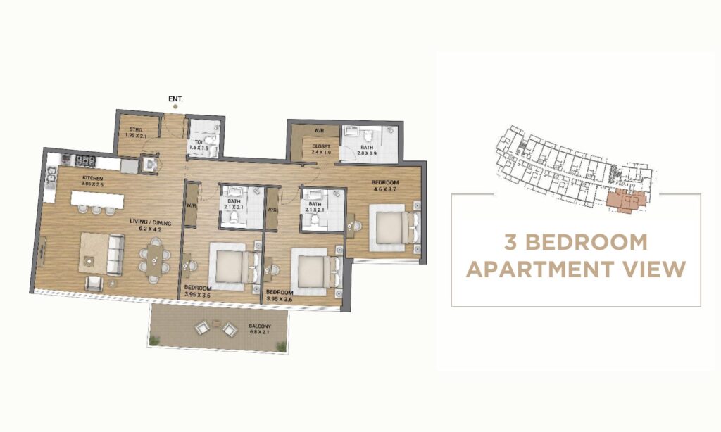 Ocean Tower - Floorplans - 3 Bedroom Type B