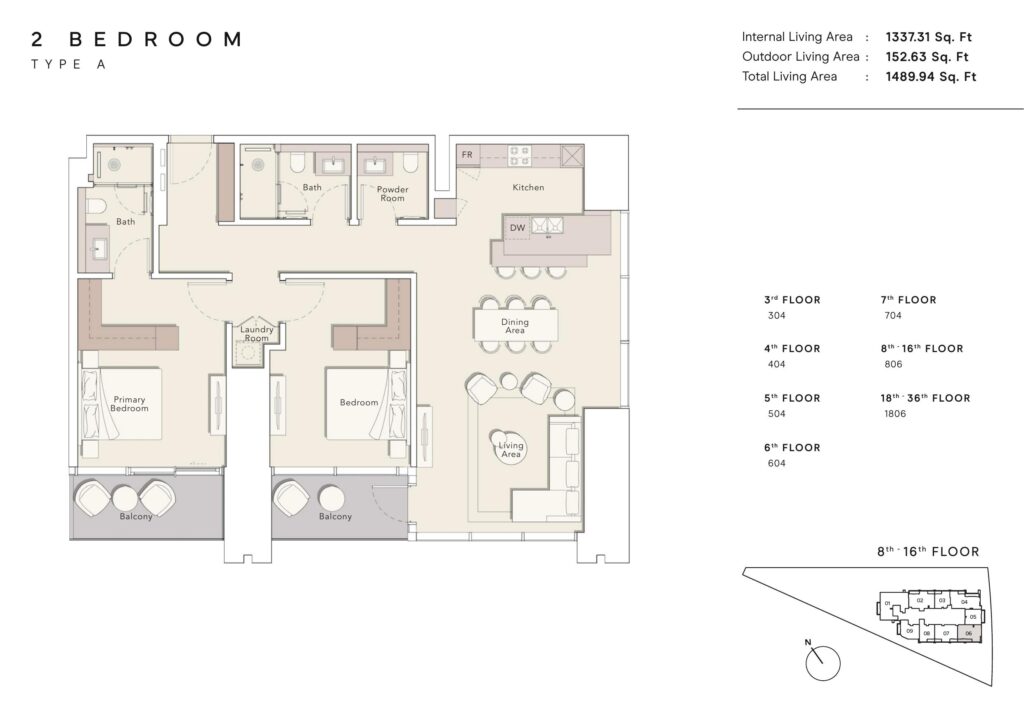 One River Point - Floorplans - 2 Bedroom Type A