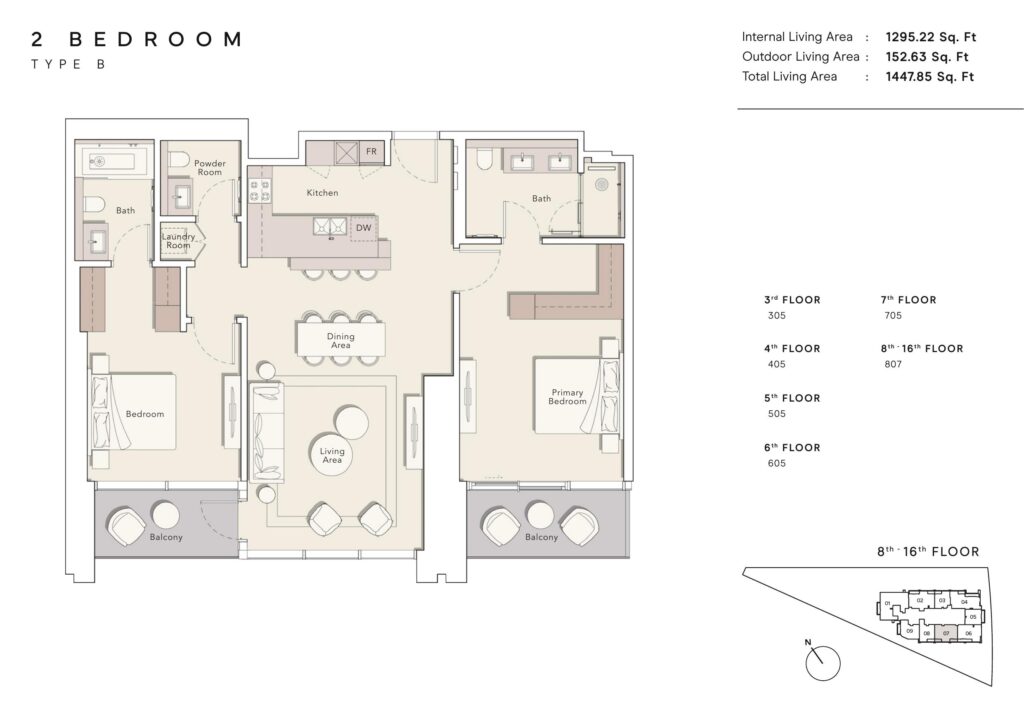 One River Point - Floorplans - 2 Bedroom Type B