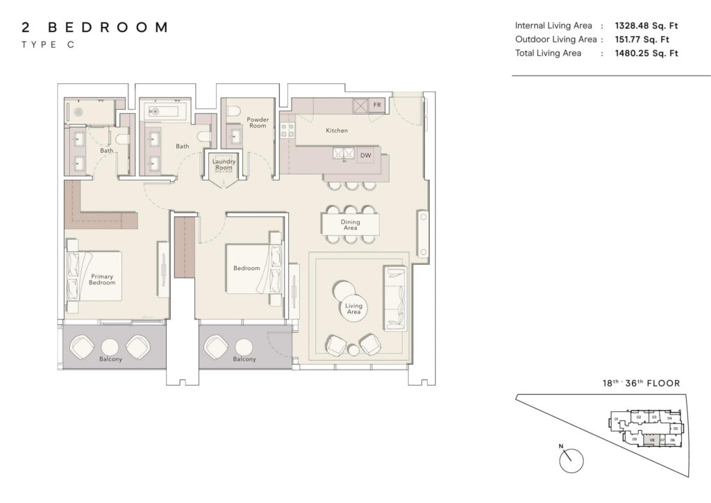 One River Point - Floorplans - 2 Bedroom Type C