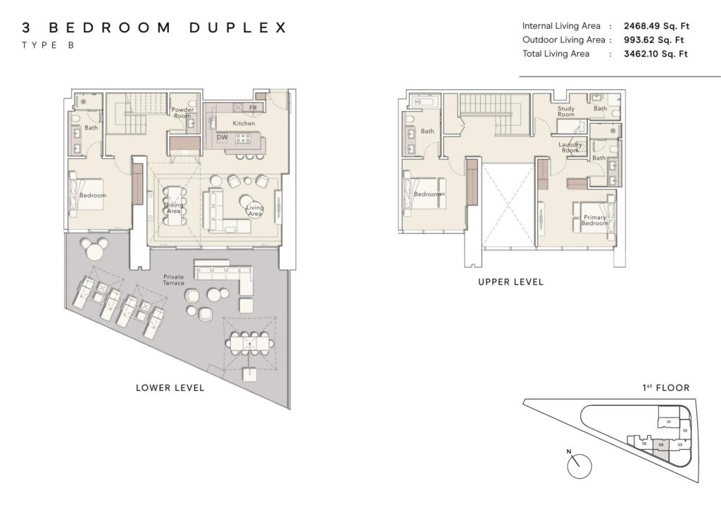 One River Point - Floorplans - 3 Bedroom Duplex Type B