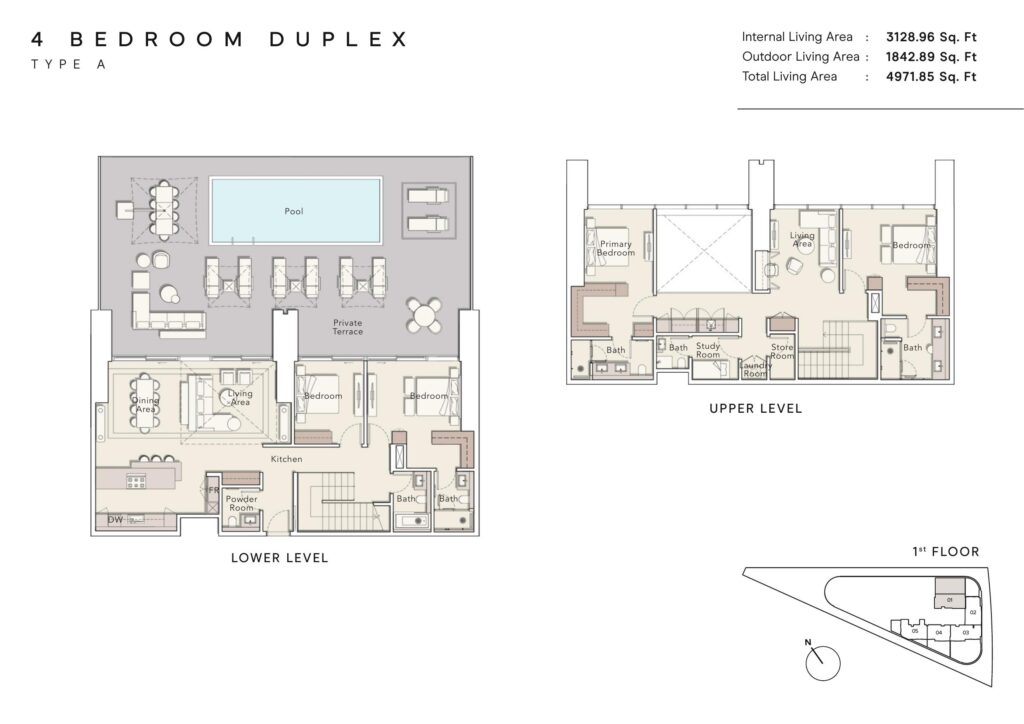 One River Point - Floorplans - 4 Bedroom Duplex Type A