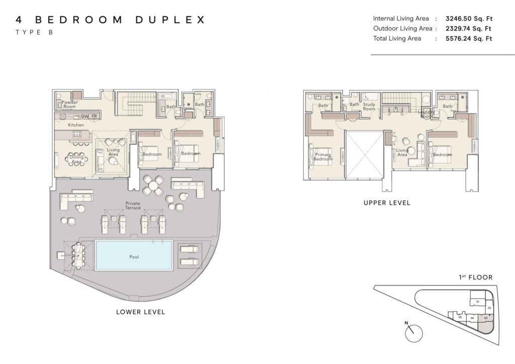 One River Point - Floorplans - 4 Bedroom Duplex Type B