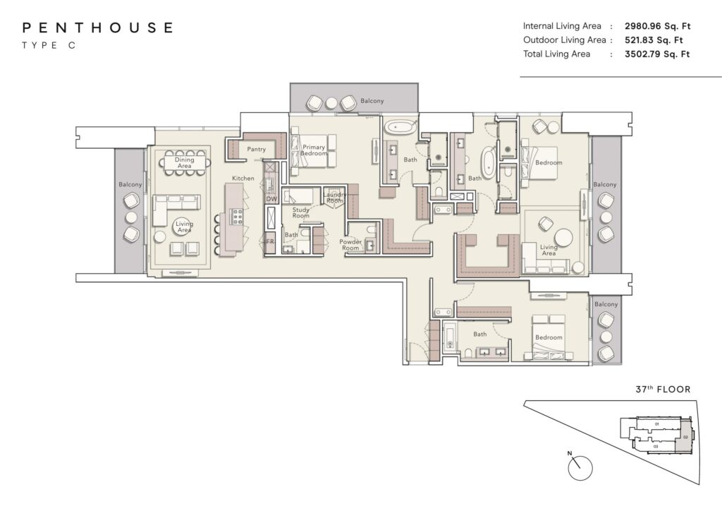 One River Point - Floorplans - Penthouse Type C