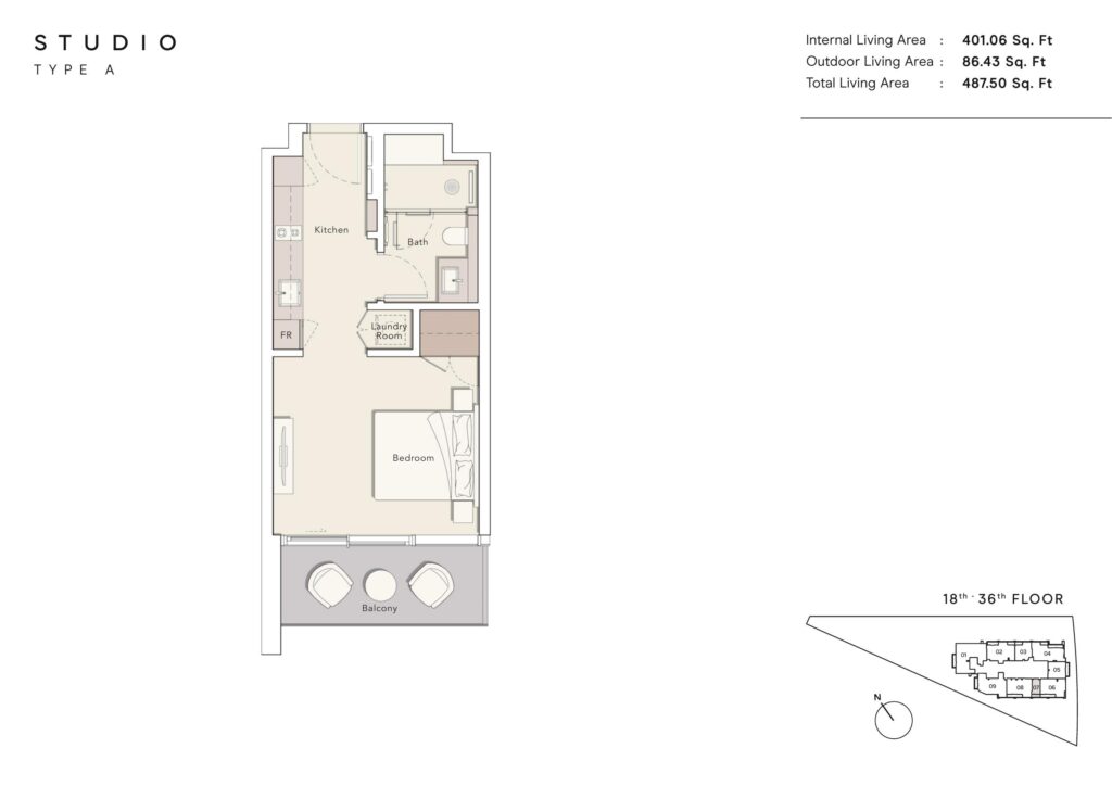 One River Point - Floorplans - Studio Type A