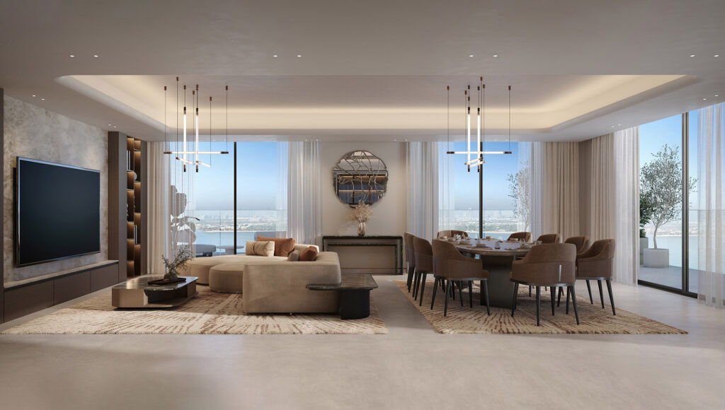 Bashayer Residences penthouse open living space, Hudayriyat Island, Abu Dhabi