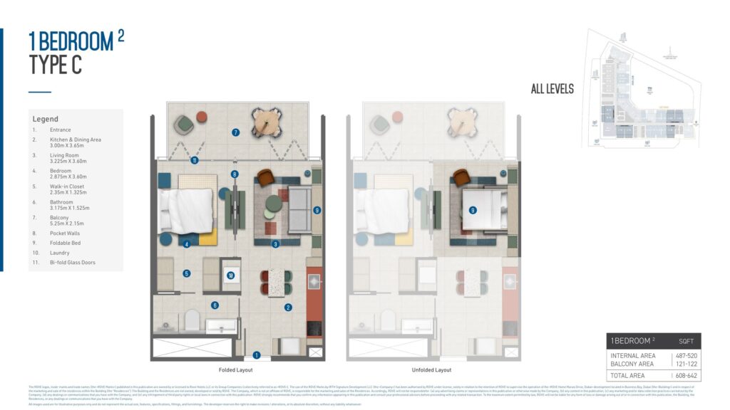 Rove Home Marasi Drive - Floorplans - 1 Bedroom Type C