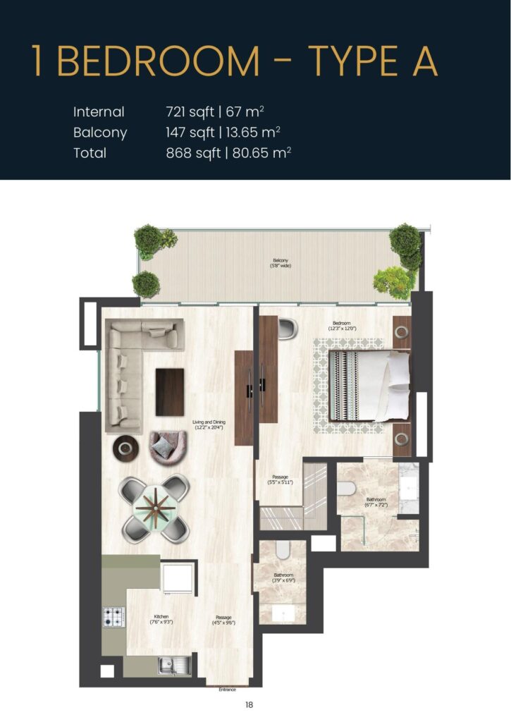 SOL Bay - Floorplan - 1 Bedroom Type A