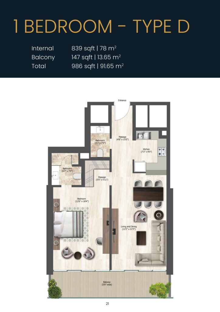 SOL Bay - Floorplan - 1 Bedroom Type D