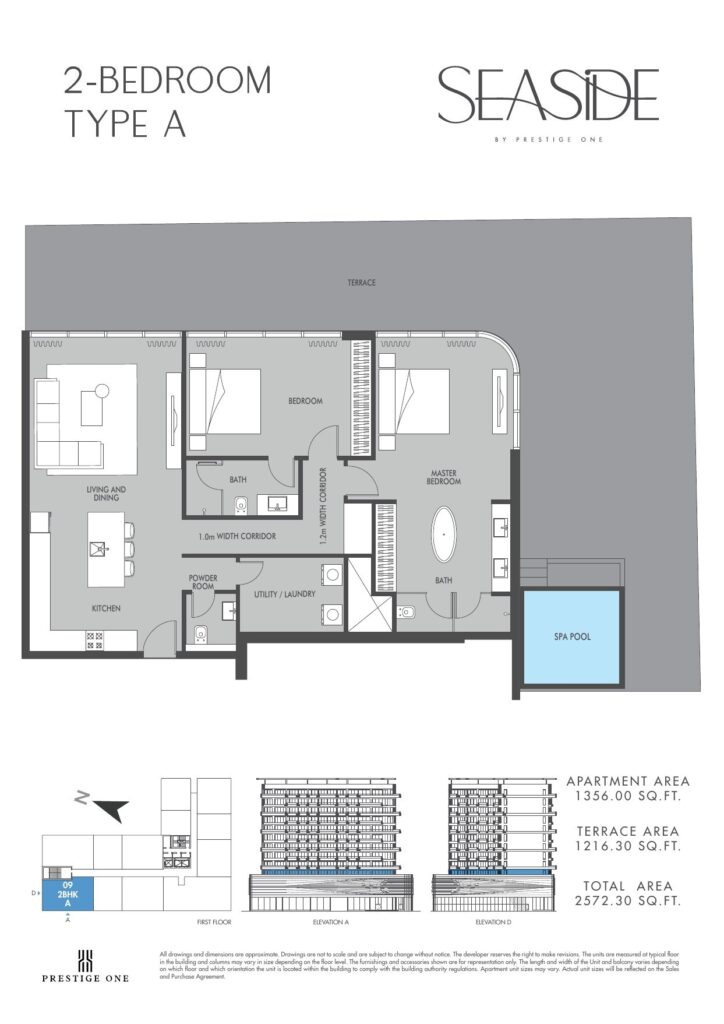 Seaside by Prestige One - Floorplans - 2 Bedroom Type A Terrace