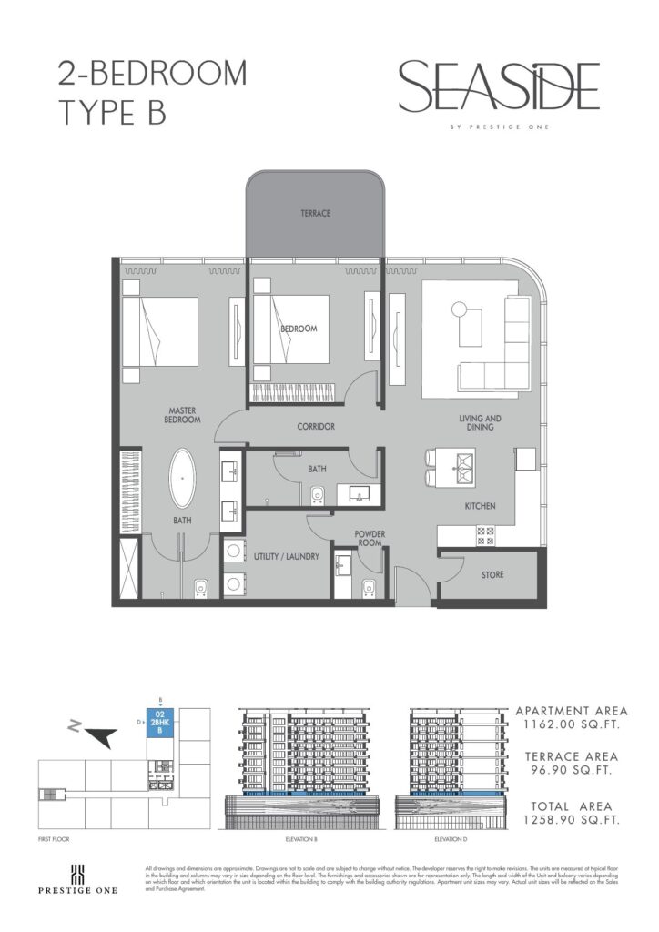 Seaside by Prestige One - Floorplans - 2 Bedroom Type B Terrace
