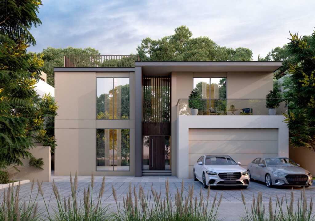 Sobha Elwood 5 bedroom villa street facade, Dubailand