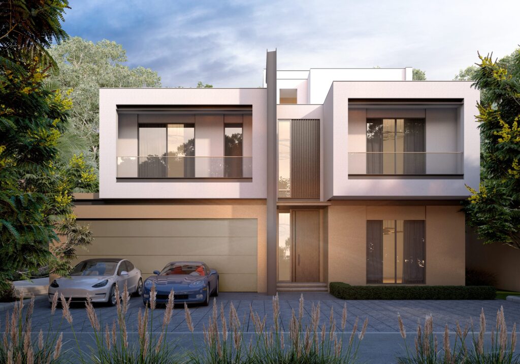 Sobha Elwood 6 bedroom villa front facade with driveway
