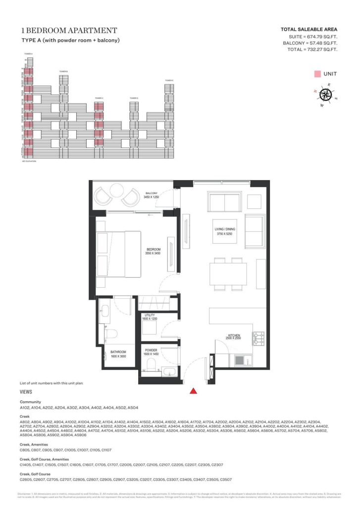 Sobha One - 1 Bedroom Floorplan (1)
