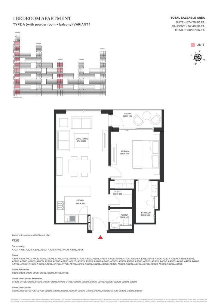 Sobha One - 1 Bedroom Floorplan (2)