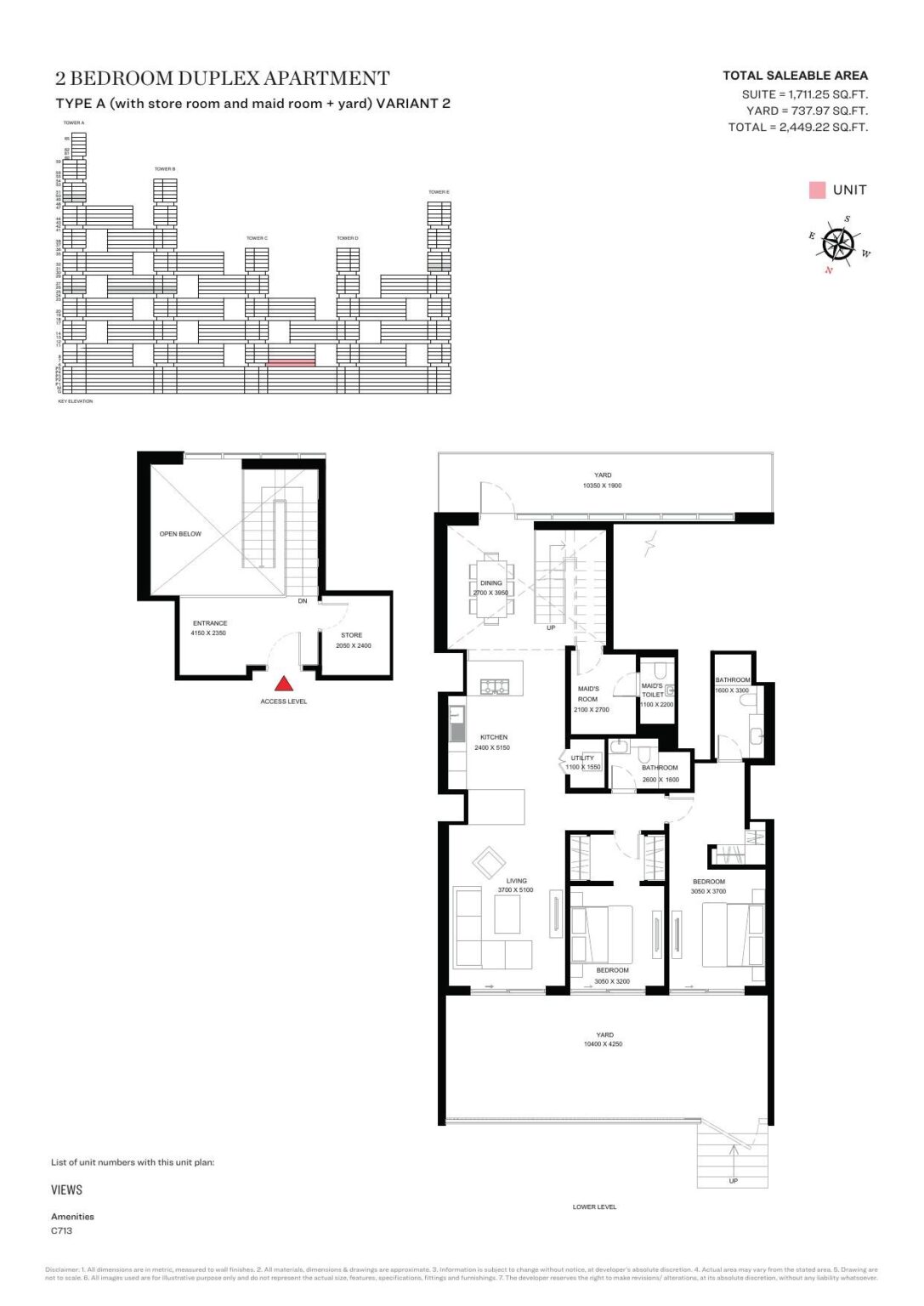 Sobha One duplex floor plan, sheet 1 of 2, Nad Al Sheba, Sobha Hartland