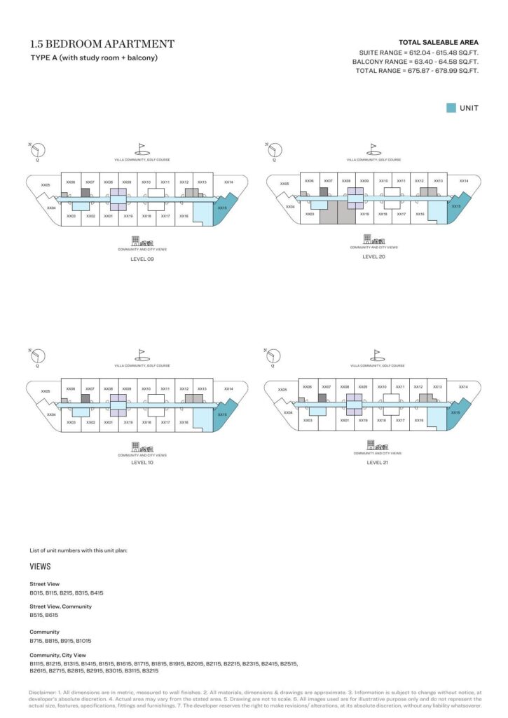 Sobha Orbis - 1.5 Bedroom Floorplan (2)