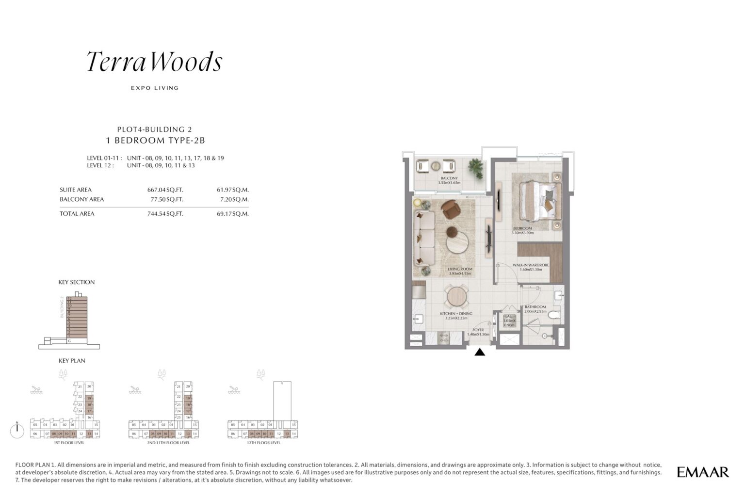 Terra Woods 1 bedroom apartment floor plan, layout 2 of 2, Dubai South