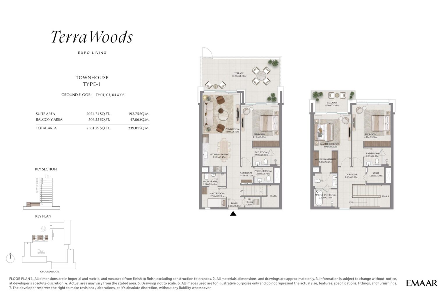 Terra Woods townhouse floor plan, sheet 1 of 2, Dubai South