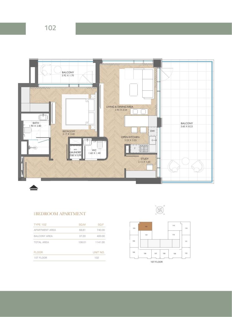 The Collective - 1 Bedroom Floorplan (1)
