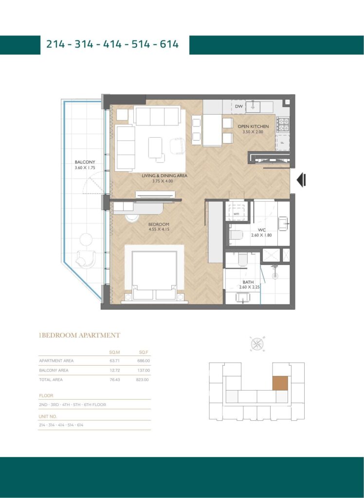 The Collective - 1 Bedroom Floorplan (2)