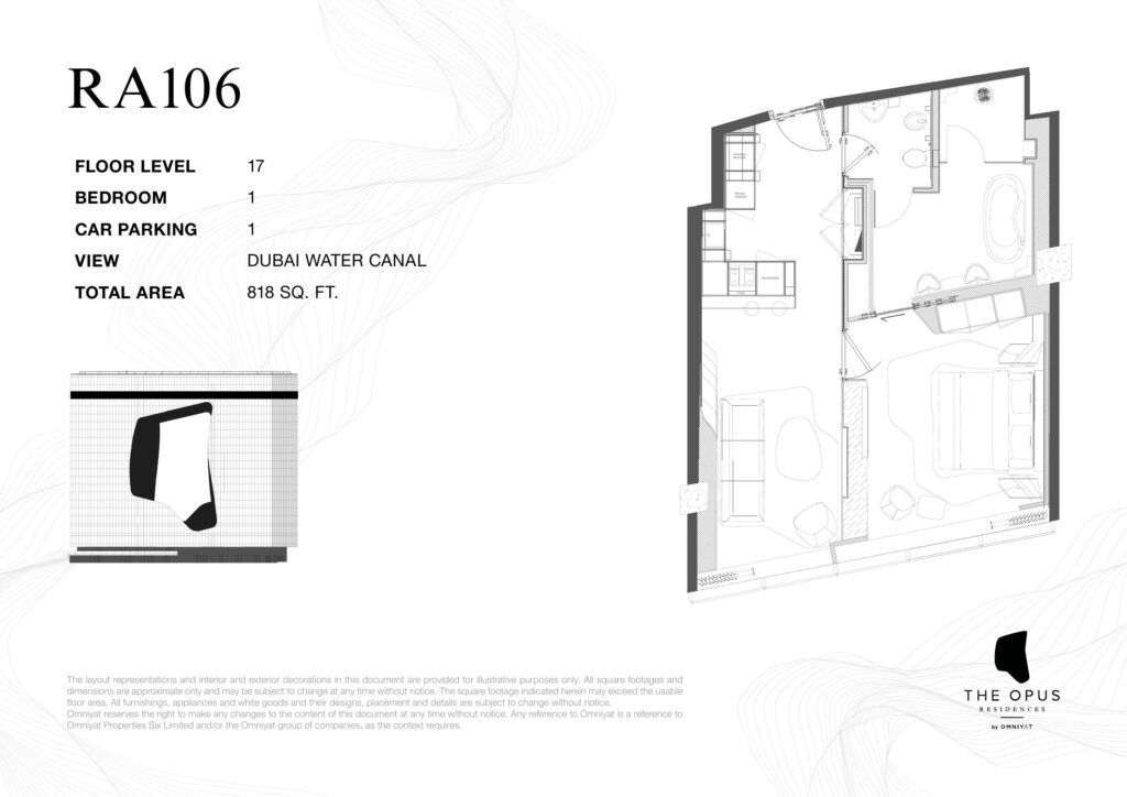 The Opus - Floorplan - 1 Bedroom RA106