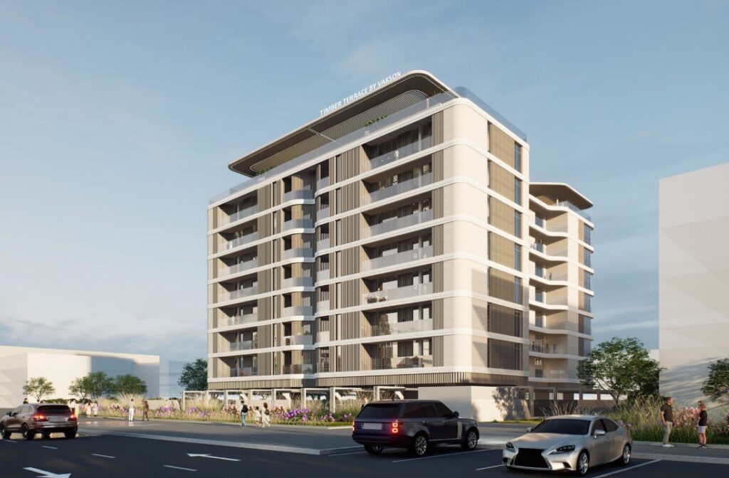 Corner view of the Timber Terrace by Vakson residences, Dubai South