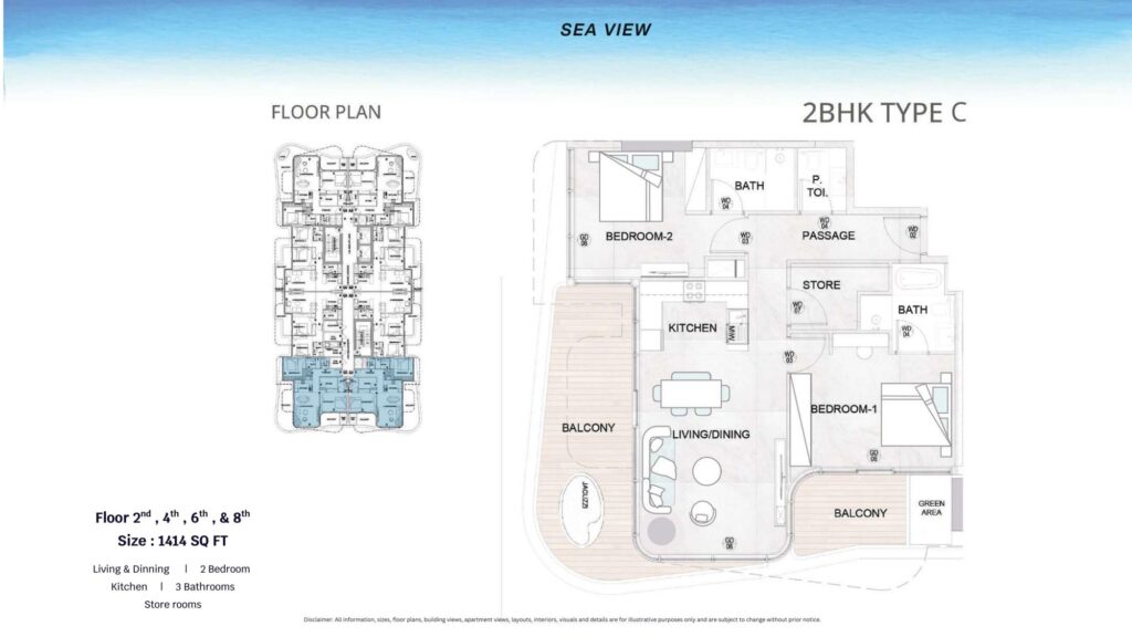 Treppan Serenique Residences - 2 Bedroom Floorplan (2)