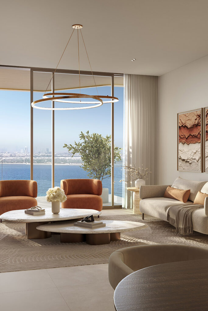 Bashayer Residences 1 bedroom apartment living room, Hudayriyat Island, Abu Dhabi