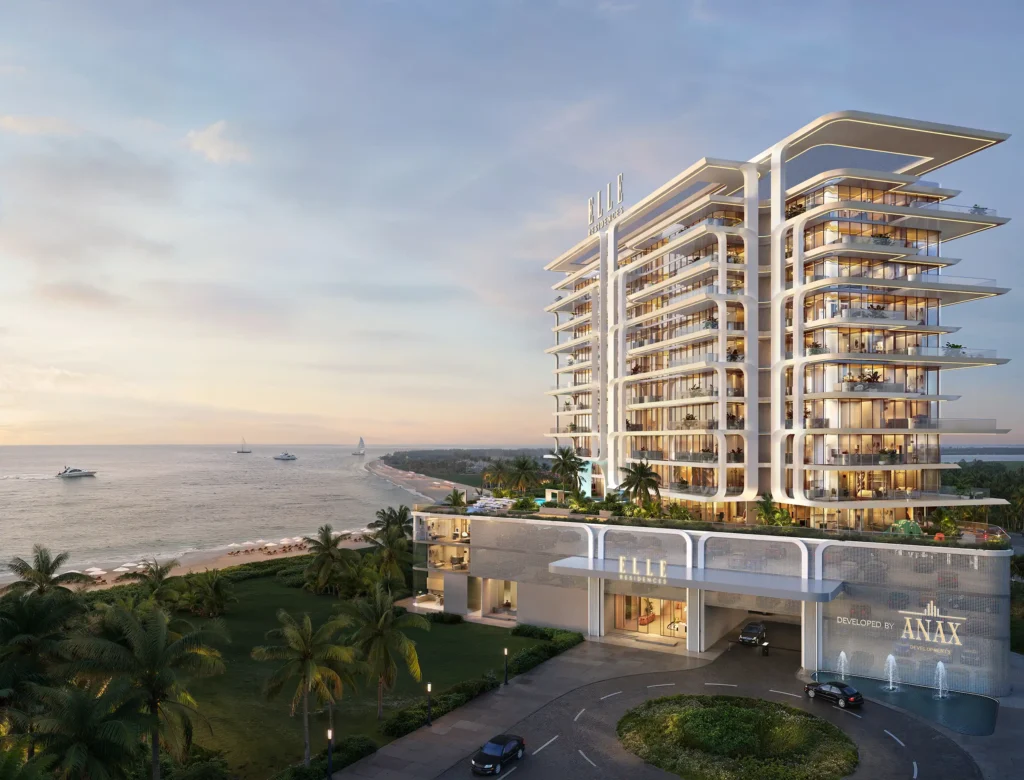 Elle Residences overlooking the sea at sunset, Dubai Islands