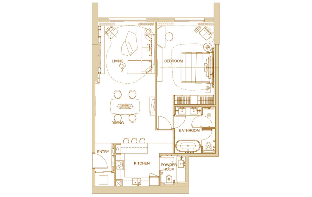 Sofitel Residences Dubai – 1 bedroom floor plan