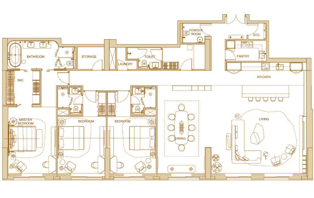 Sofitel Residences Dubai – 3 bedroom floor plan