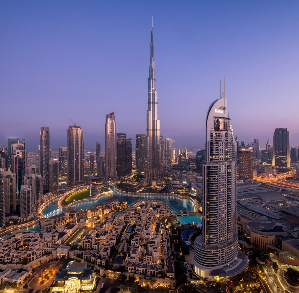 Downtown Dubai skyline at dusk, area imagery for Bayview by Address Resorts
