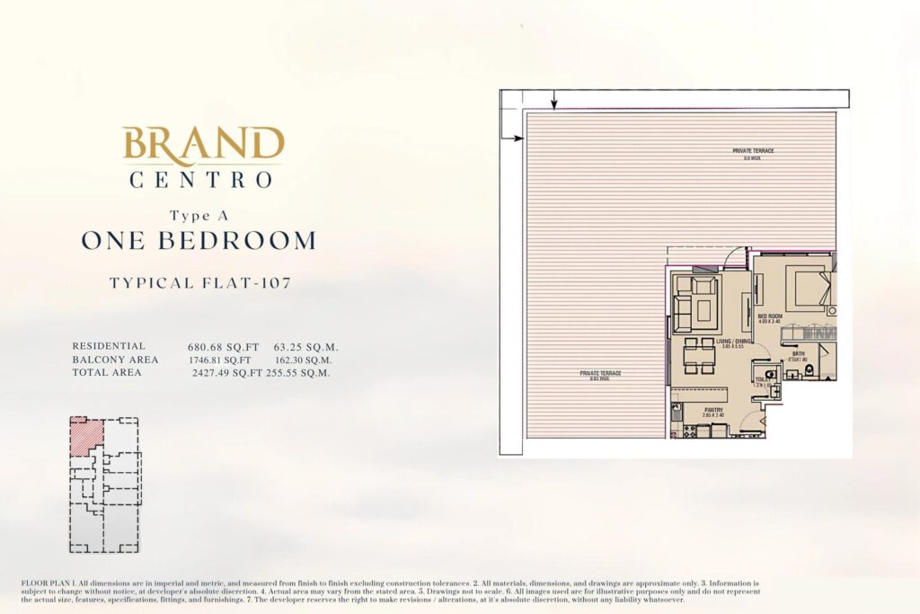Brand Centro typical floor plan with studio, 1 and 2 bedroom units, sheet 2 of 4, Al Wasl, Dubai