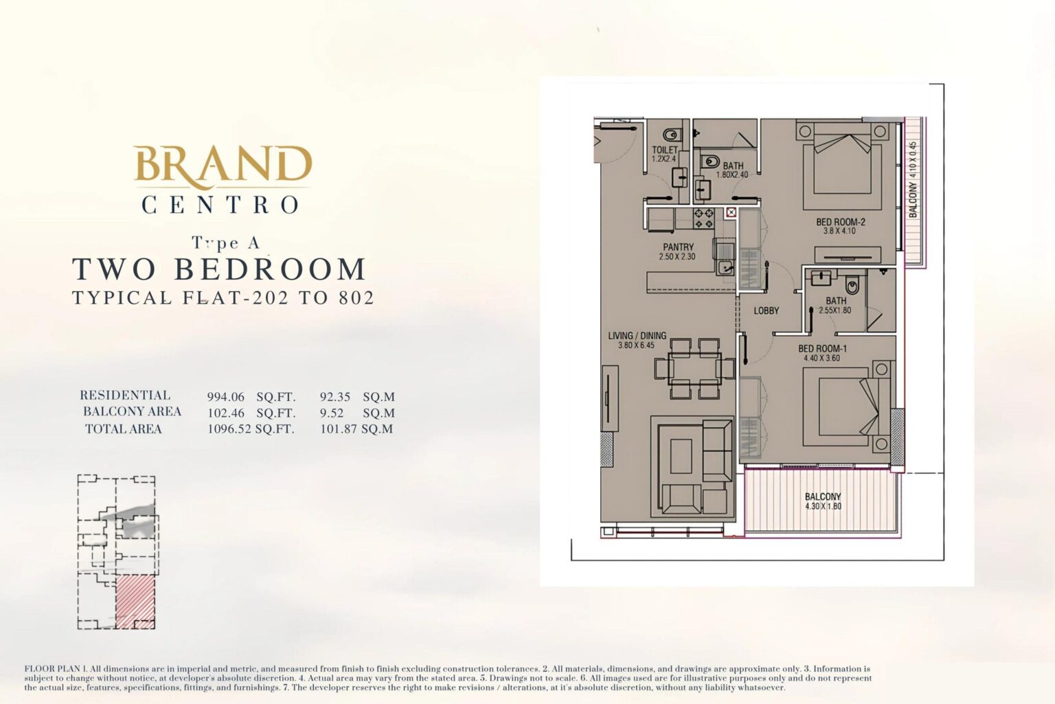 Brand Centro 2 bedroom apartment floor plan, Al Wasl, Dubai