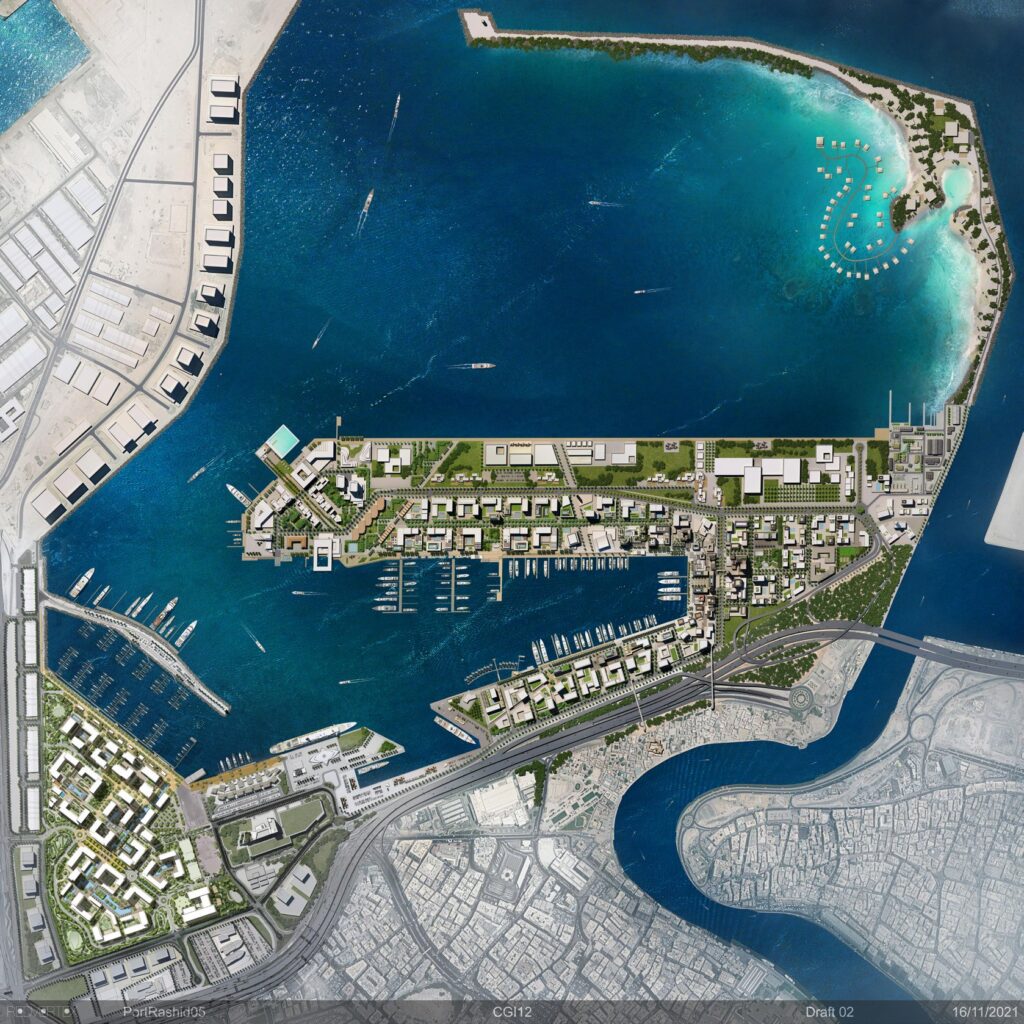 Aerial location map of Clearpoint by Emaar at Mina Rashid