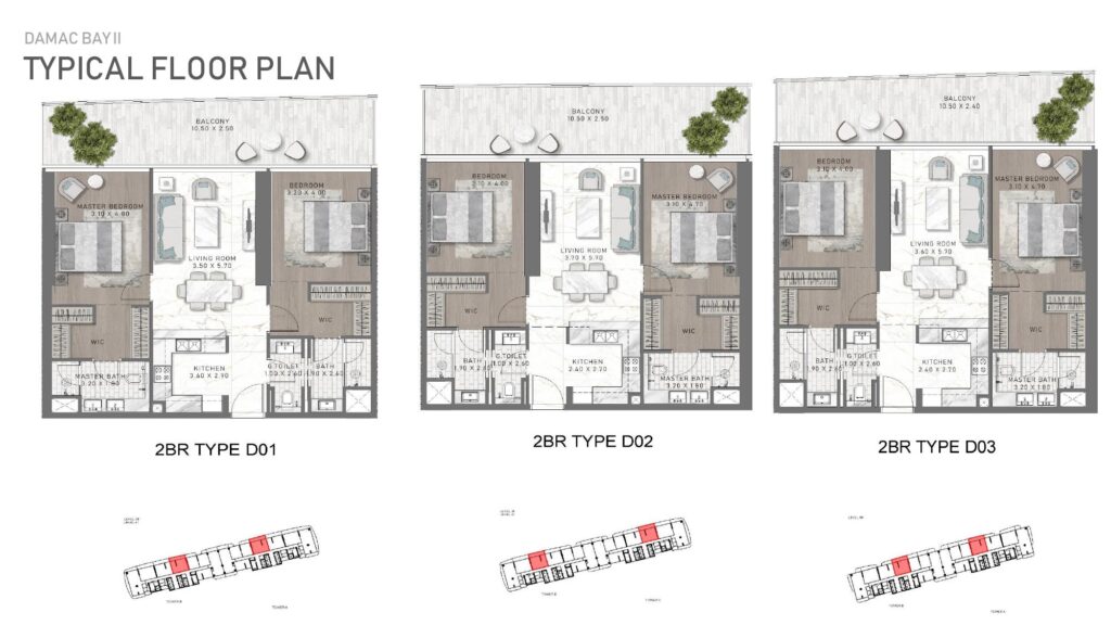 DAMAC Bay 2 - Floorplans - 2 Bedroom
