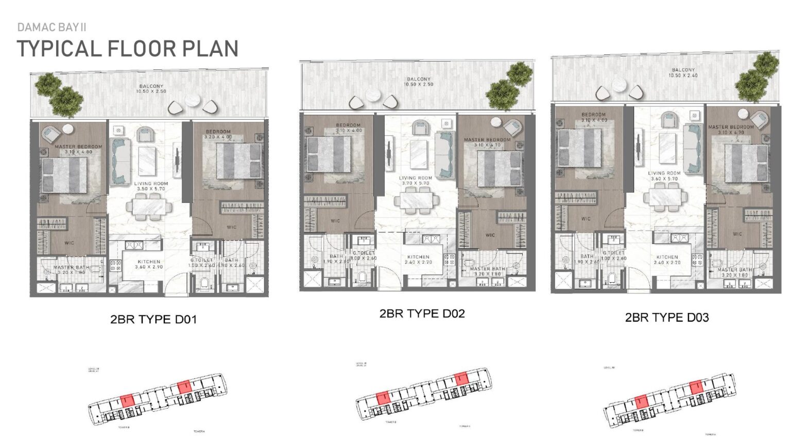 DAMAC Bay 2 2 bedroom apartment floor plan, Dubai Harbour