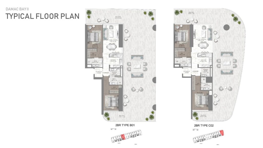 DAMAC Bay 2 - Floorplans - 3 Bedroom Duplex