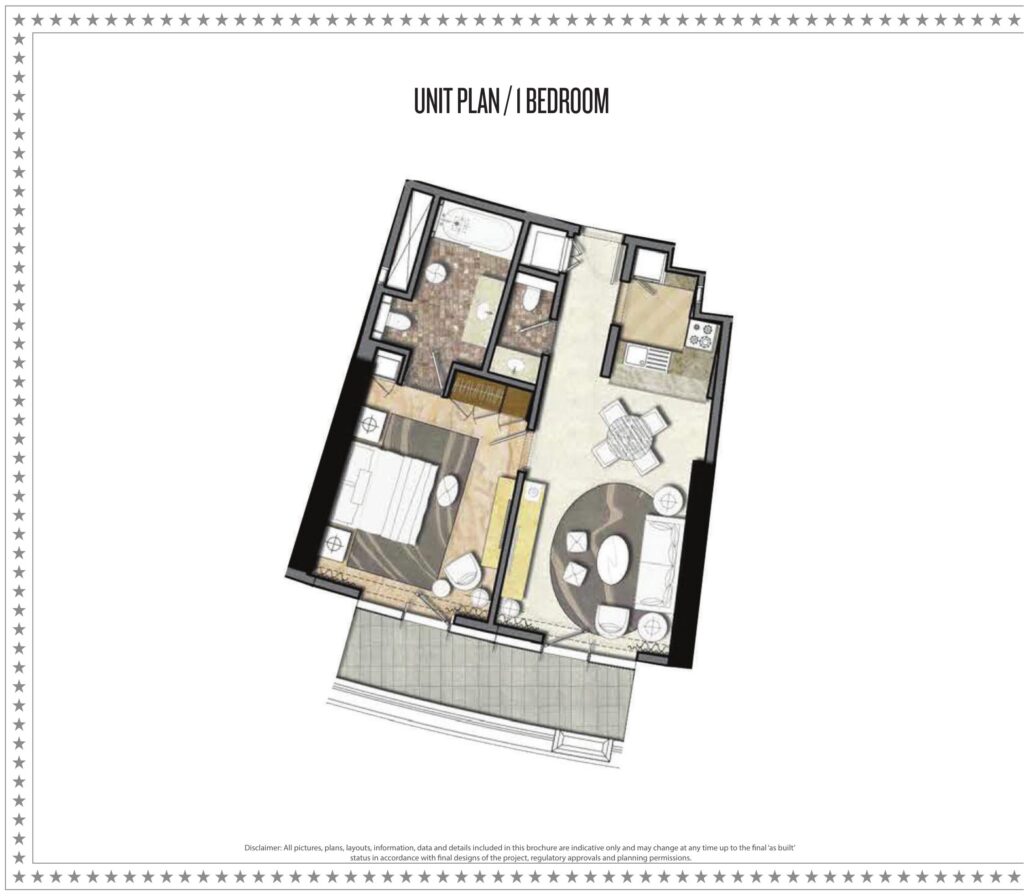 DAMAC Towers by Paramount - Floorplans - 1 Bedroom