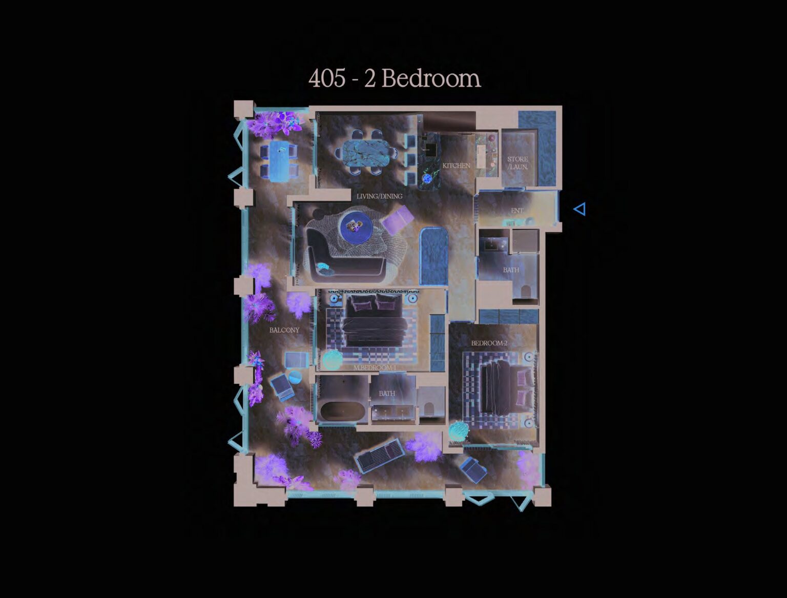 ELIRE 2 bedroom apartment, unit 405 floor plan, Business Bay, Dubai
