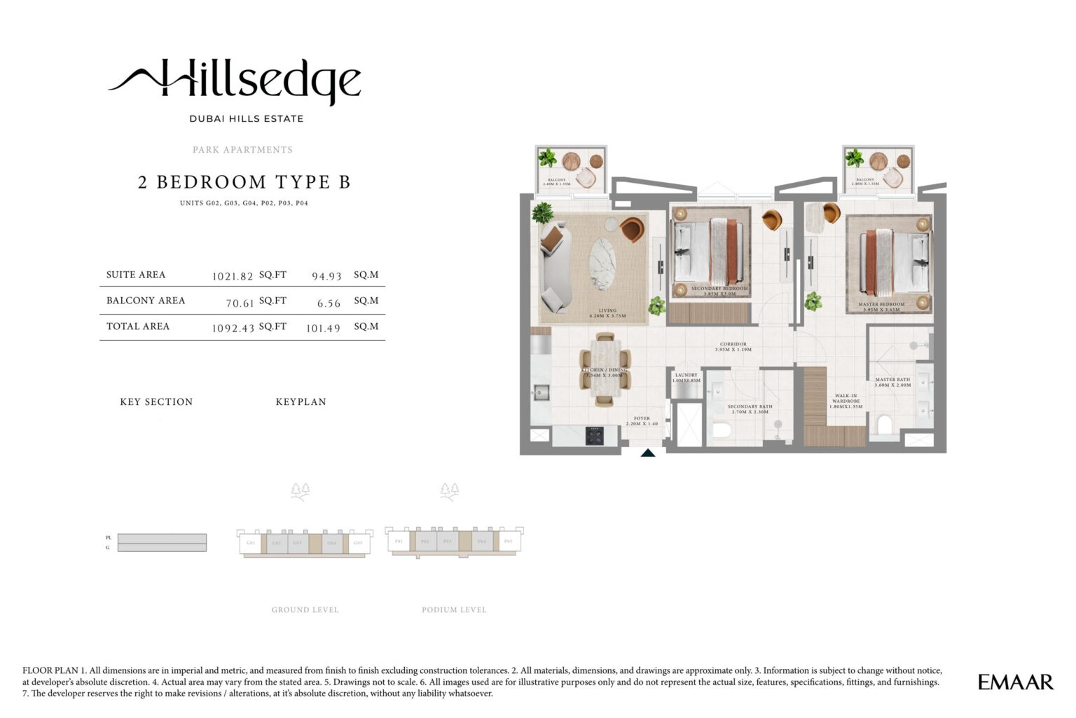 Hillsedge 2 bedroom apartment floor plan, layout 4 of 15, Dubai Hills Estate