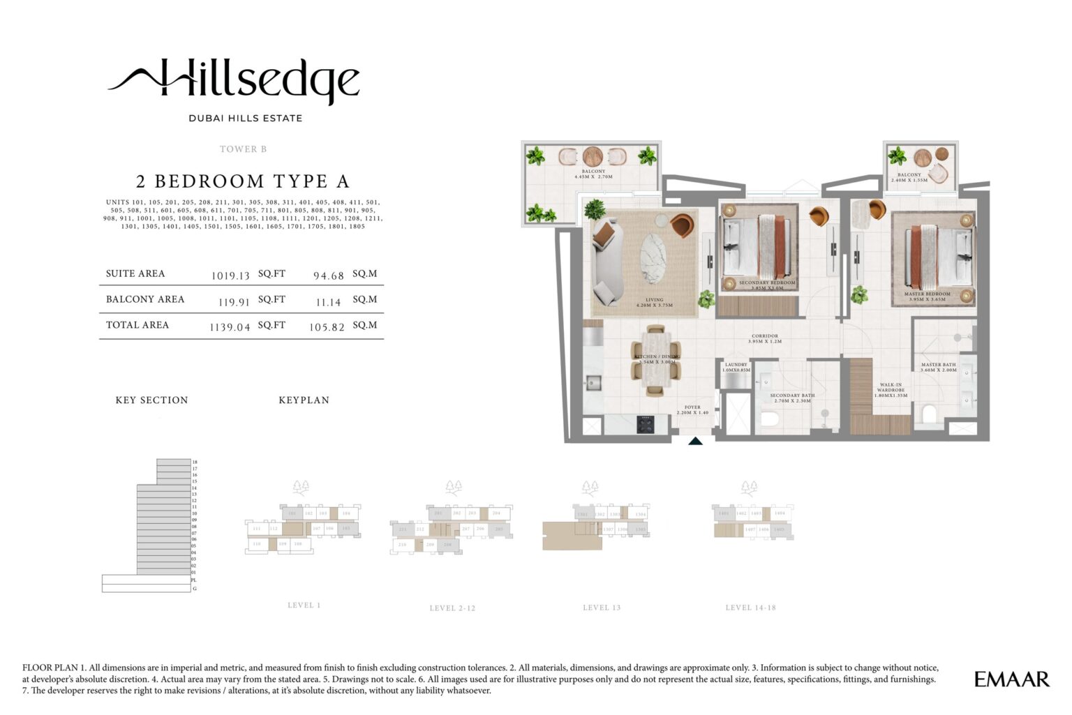 Hillsedge 2 bedroom apartment floor plan, layout 8 of 15, Dubai Hills Estate